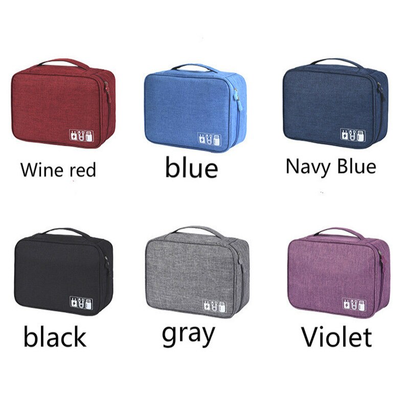 Bolsa de viagem portátil para aparelhos usb, bolsa para cosméticos e armazenamento de linha com carregador usb