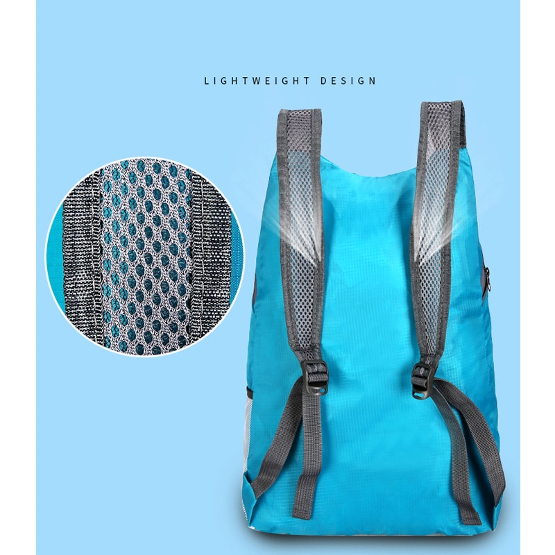 S.ikrr bärbar nylonresväska solid enkel dragkedja vikbar ryggsäck vattentät utomhusvikväska för kvinnor män