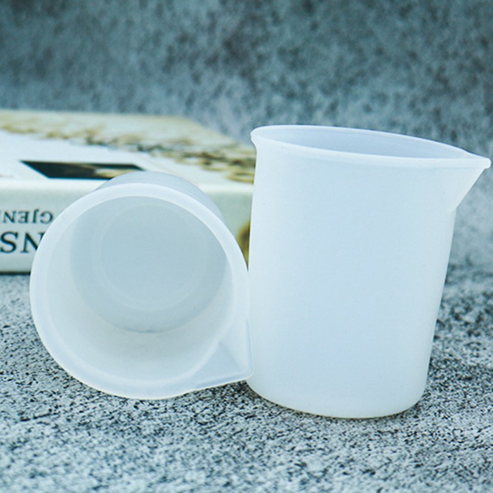 6pcs Measuring Cup Non-stick Silicone Liquid Mixing Container Tool For DIY Resin Jewelry Making Reusable UV Epoxy Cup 100ml