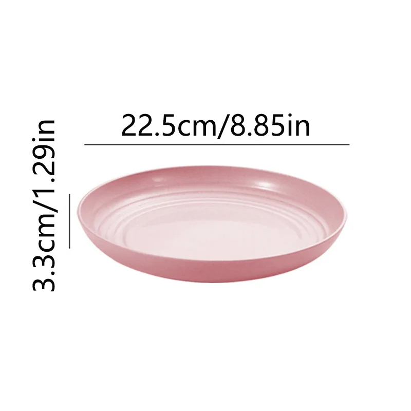 15/19.8/22.5/25cm Wheat Straw Round Plates Salad Dessert Dinner Plate Unbreakable Reusable Microwave Safe Fruit Plate: Yellow