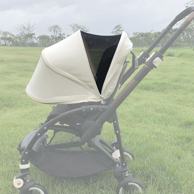 Kinderwagen Zonnescherm Voor Bugaboo Bee 3/5/6 Fox Kinderwagen Zonnekap Slaapmand Luifel Uitschuifbare Buggy Dak met Mesh Venster: WIT