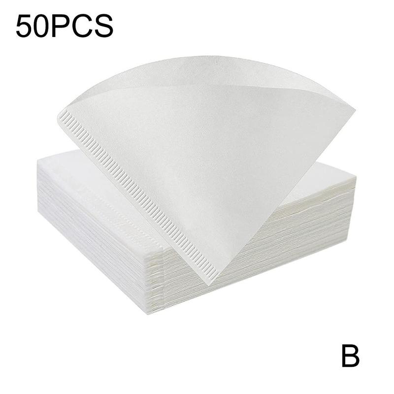 Coffee Pot Filter Paper V60 By Hand Drip Cup 50pcs Machine Fan Filter American V-shaped Coffee K7m7: B