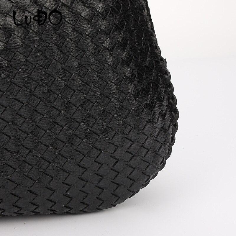 LUCDO-sac Hobo fait à la main en cuir PU tissé décontracté, sac à main de bonne Patchwork fermeture éclair pour femmes, sacs à épaule