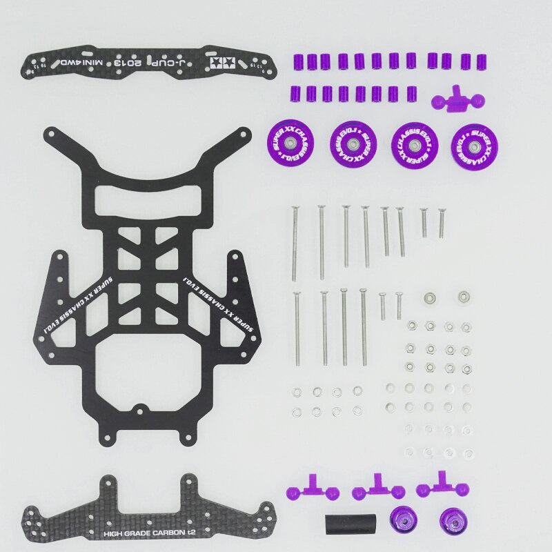 self made tamiya mini 4WD SXX chassis EVO parts front plate rollers full set: purple set