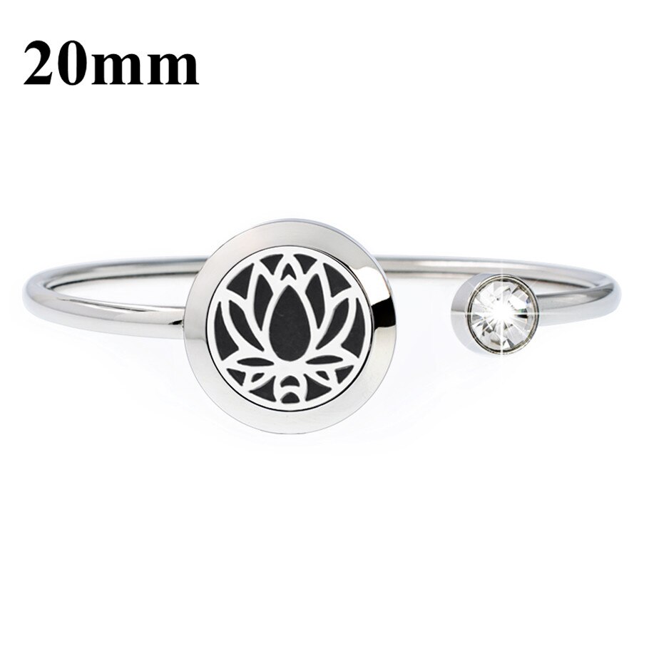 20mm 316L stainless steel Magnetic Aromatherapy locket Essential oil diffuser bangles bracelet free 10pcs pads: GQ042