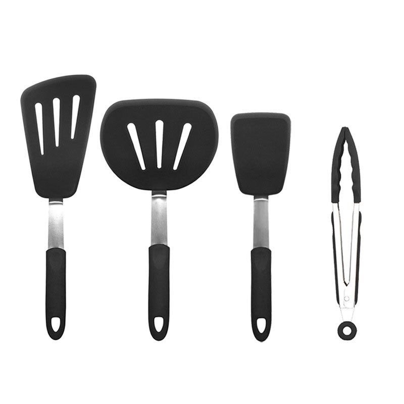 Siliconen keukengereedschap geschikt voor ei, vis, koekenpan, schep, gebakken schep, spatel, kookgerei: D -4 stuks