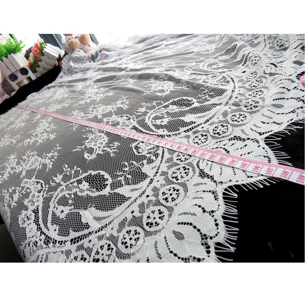 Branco preto tecido de renda pano padrão flor bordado vestido de casamento apliques malha trims costurar no remendo para vestido decoração diy