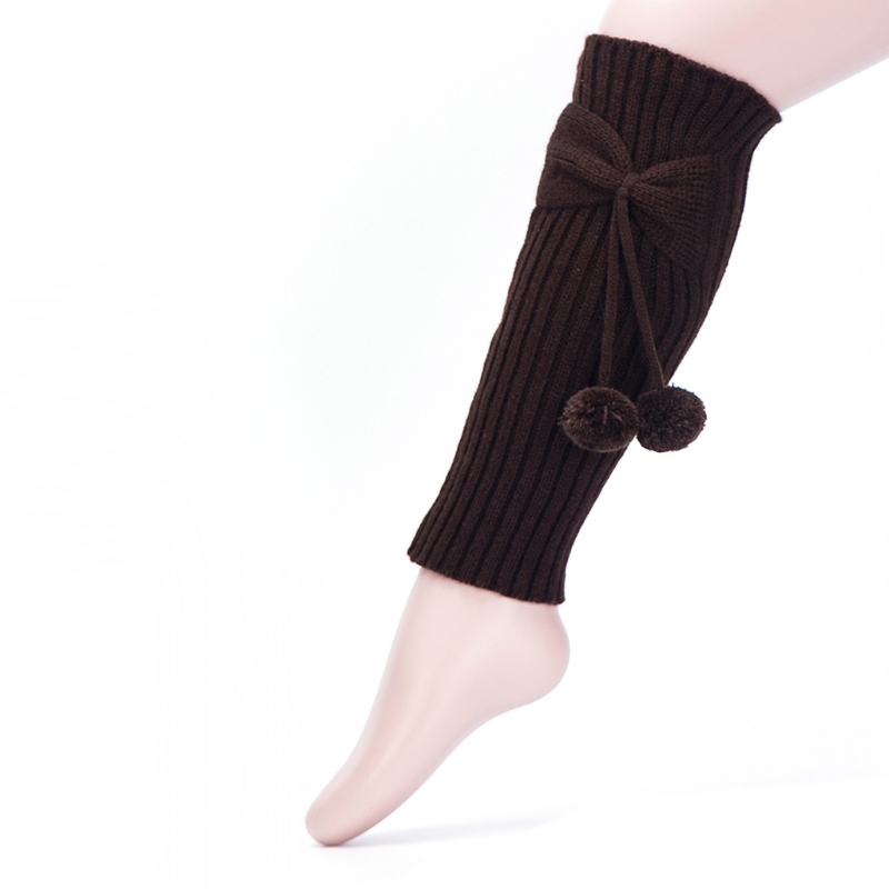 Scaldamuscoli Bowknot per bambini in tinta unita autunno inverno con calzini a sfera G99C
