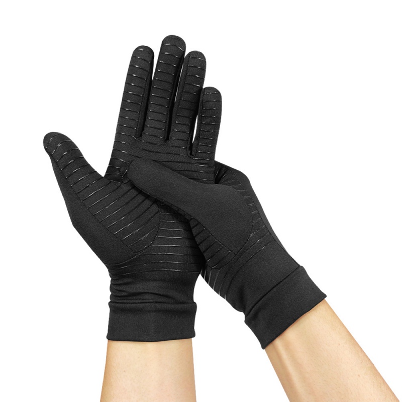 1 paar rutschfeste arthritis-kompressionshandschuhe, schwarze vollfingerhandschuhe, kupfer, zur linderung von arthritis