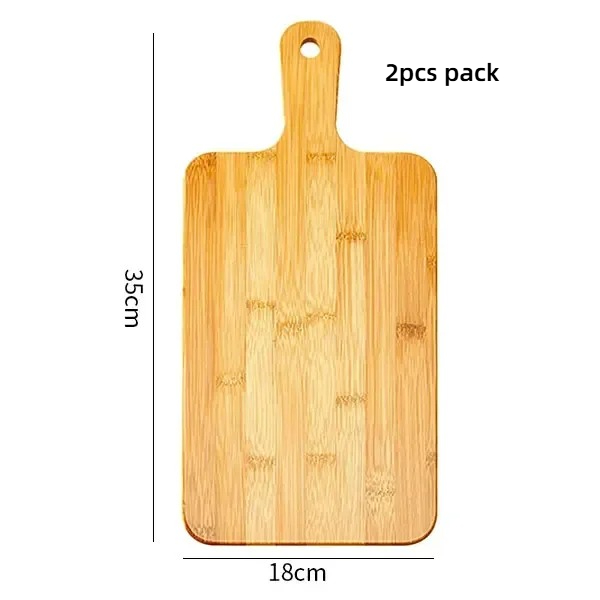 2pcs Wooden Cutting Boards with Handle Bamboo Wood Serving Kitchen Chopping Boards for Pizza Bread Cheese Charcuterie Vegetables: Red