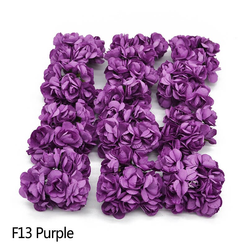 3cm 72PCS Artificial Flowers Paper Flower Head Bouquet DIY Craft Wreath Scrapbooking Flower Wedding Decoration Party Supplies: F13 Purple