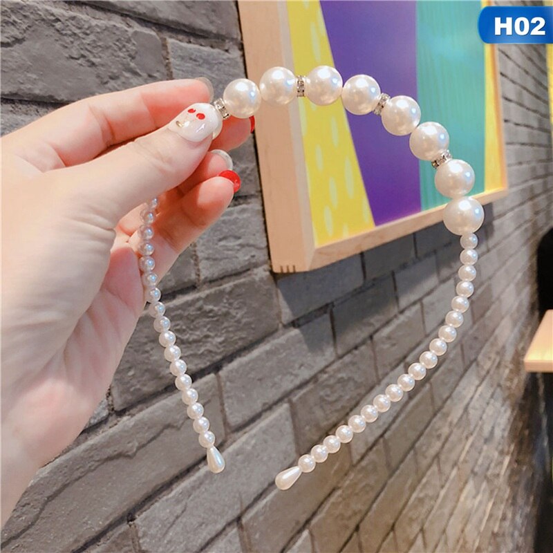 Trendy Luxury Big Pearl Headband for Women Headband Wild Personality Bezel Turban Girls Hair Headwear jewelry: HDR2608H02