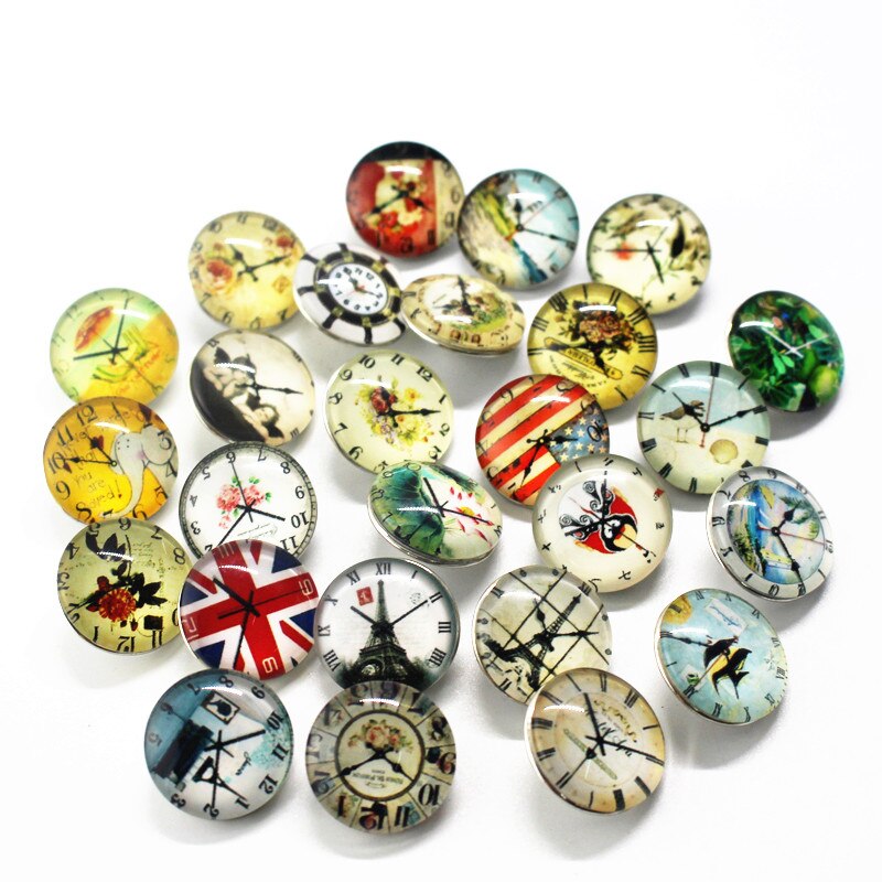 12 stk glass snapp Knapper 18mm Lær Lås snapp Armbånd Smykker