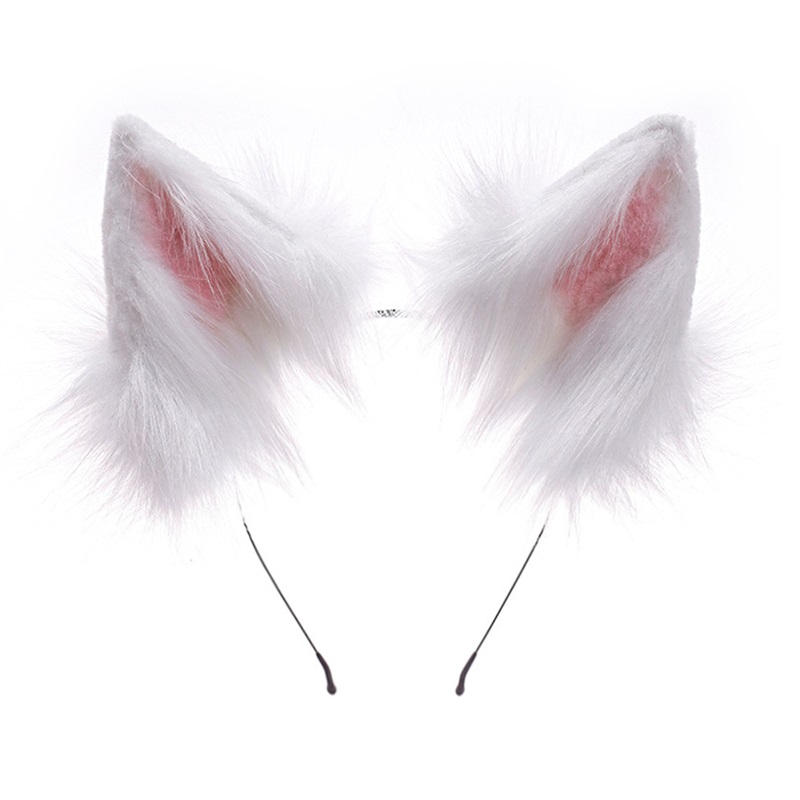 Pelztier Katze Fuchs Ohr Haarreifen Verstellbarer Halloween Kopfschmuck Cosplay Party Kostüm Requisiten Kopfbedeckung Haarschmuck: Weiß