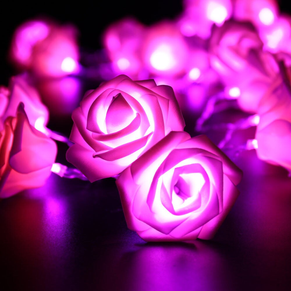2.5M LED Rose Flower String Lights Foam Rose Flower Garland Fairy Lights For Valentine's Day Wedding Garden Xmas Decor lantern: purple