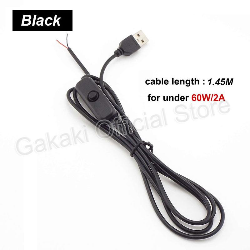 LED-strip USB-connector Kabelverlenging 2-pins voedingsdraad aan/uit-schakelaar Elektrische 5V-draad voor LED-verlichting