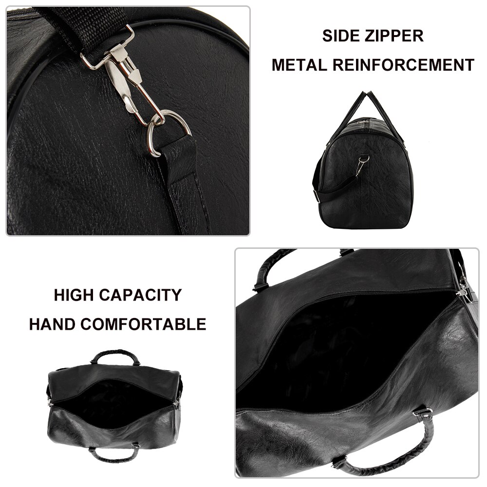 Reistas Zwart Pu Leer Paar Reistassen Hand Bagage Voor Mannen En Vrouwen Mode Plunjezak
