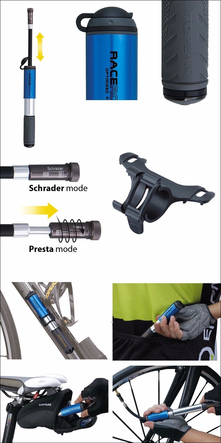 Topeak Mini Portable Bike Pump - Aluminum Frame Pump For Road & Mountain Bikes