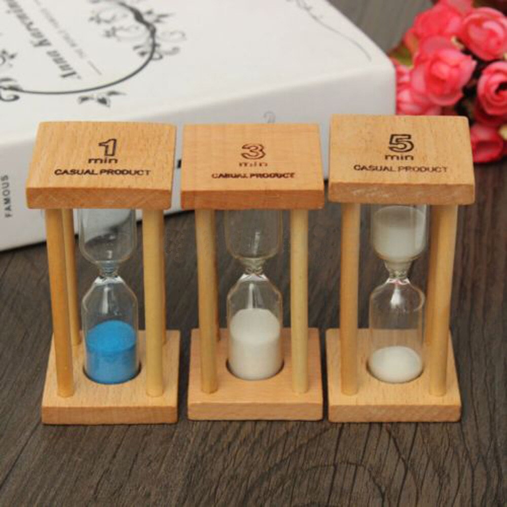 1/3/5 Minutes Hourglass Wooden Hour Glass Sand Timer Clock Sandglass Tea Timers Interesting Time Tools Birthday For Kids