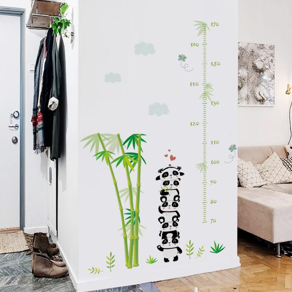 Cute Panda bamboo Wall Sticker Measuring height for kids rooms Bedroom living room home decorations Mural nursery Stickers