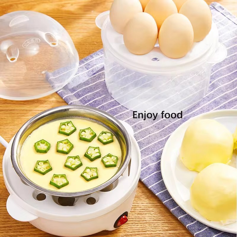Multifunksjonell eggkoker elektrisk eggdamper matlaging frokostmaskin dobbeltlags eggkoker minidamper krypskytt kjøkken