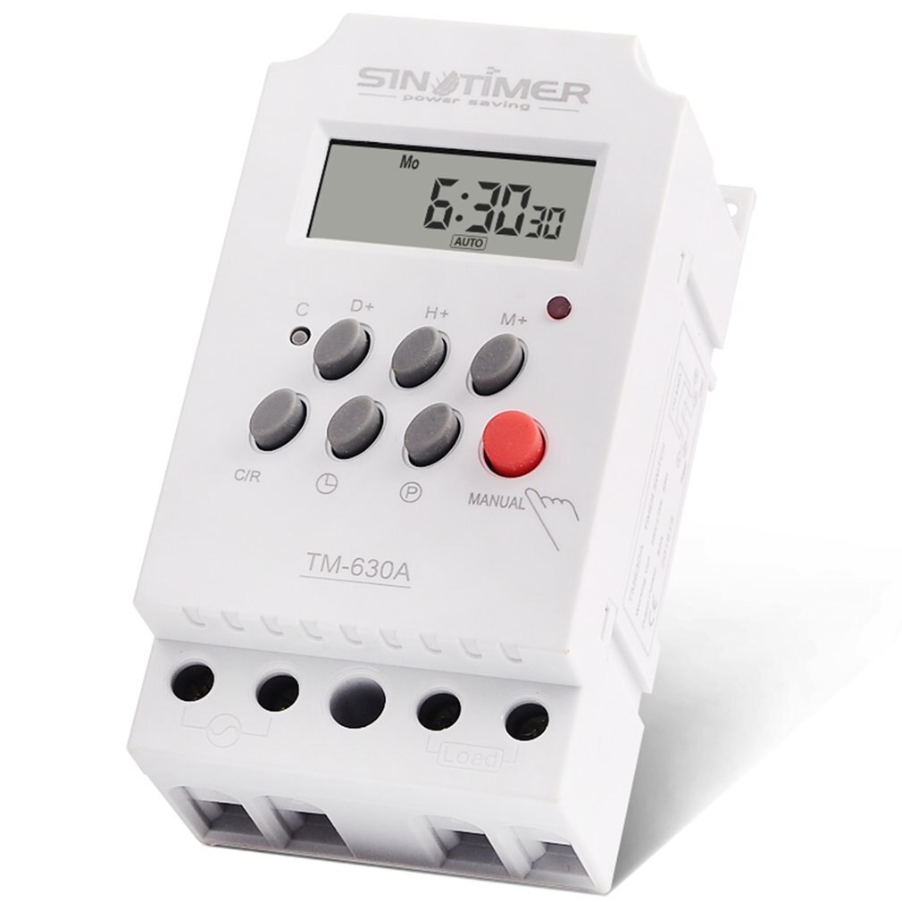 SINOTIMER 12V 30A Weekly 7 Days Programmable Digital Time Switch Relay Timer Control for Electric Appliance with Alarm Clock