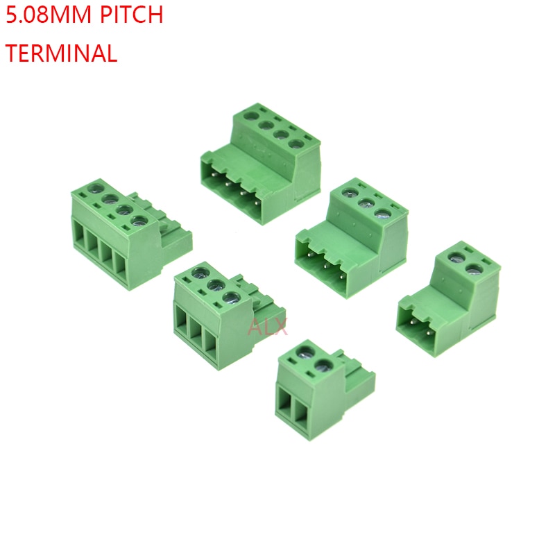 3 Sets Solderless Docking Type 2EDG 2/3/4/5/6/7/8/9 Pin schroef Blokaansluiting 5.08 Mm Pitch Plug + Socket 2 P 3 P 4 P 5 P 6 P