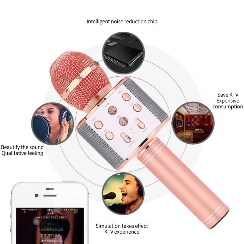 WS858 Handheld Microfoon Bluetooth-Compatibele Draagbare Karaoke Microfoon Professionele Spreker Home Ktv Voor Muziekspeler Mic