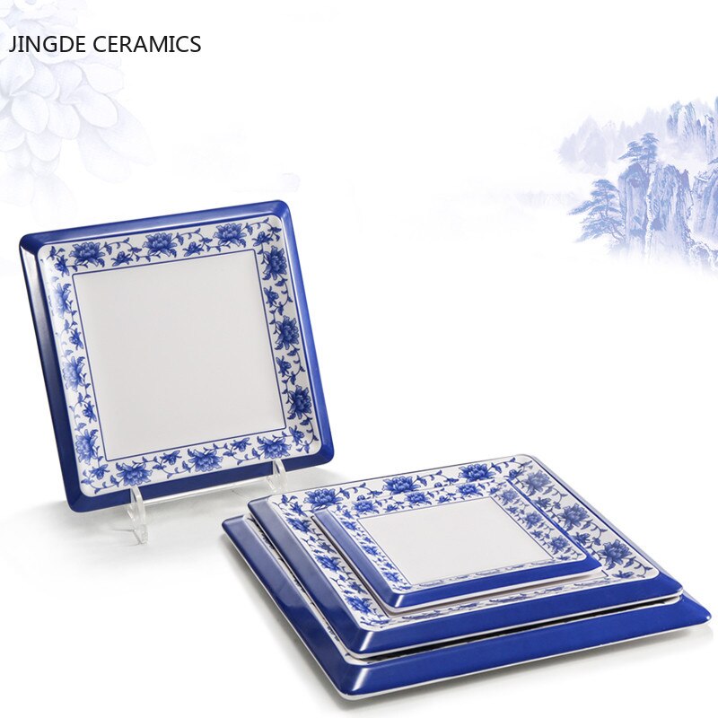 Food Grade Plastic Bone Plate Is Not Easy To Break Square Retro Classic Plate Restaurant Kitchen Dish
