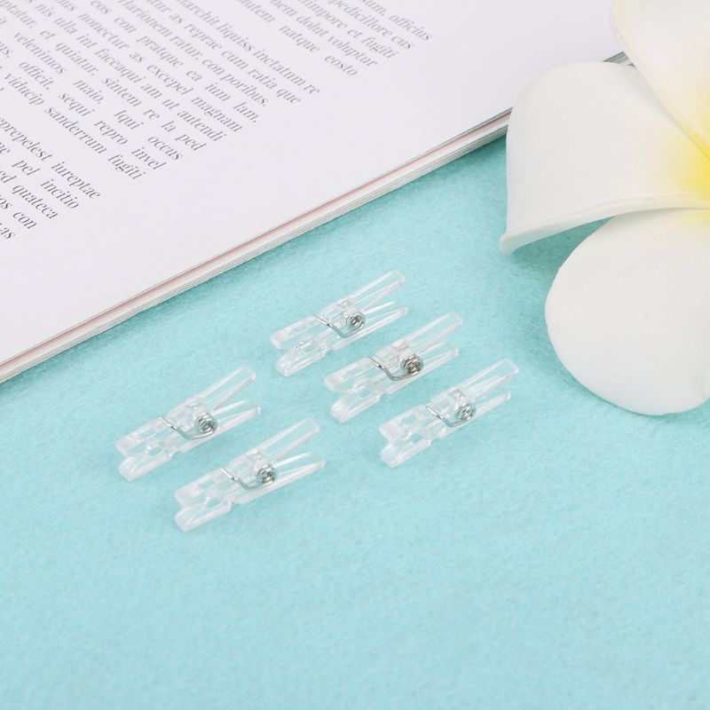 20Pcs 25mm Mini Spring Clear Transparent Clips Clothes Photo Paper Peg Party Home Decoration