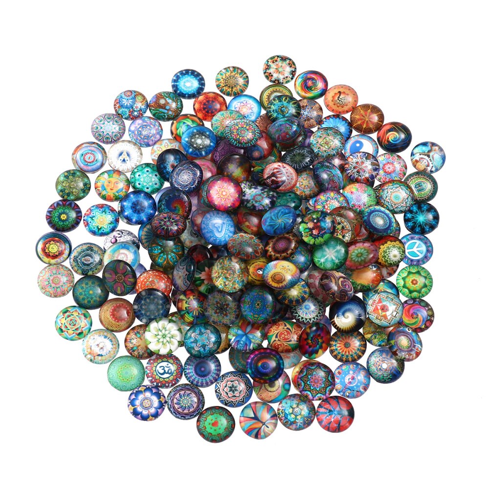 Rosenice 200 stk 12mm blandede runde mosaikfliser til håndværk glasmosaikforsyninger til smykkefremstilling: Som vist