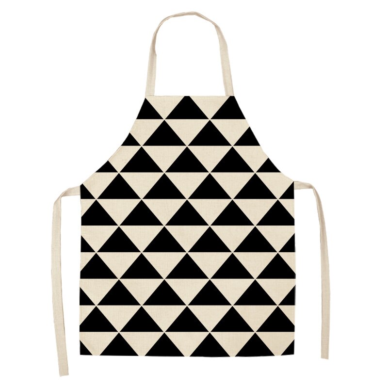 1 stuk zwart-wit geometrisch keukenschort voor vrouwen en mannen thuis koken bakken winkel schoonmaken katoenen linnen slabbetjes 53*65cm g1006: M
