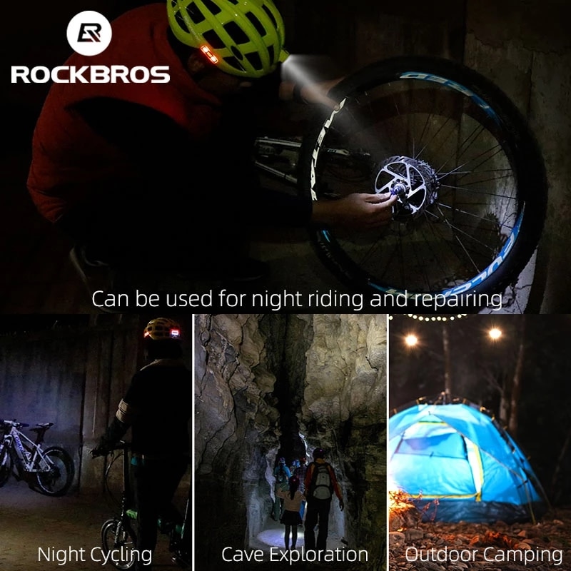 ROCKBROS Bike Headlamp Night Cycling Helmet With Glowing Headlight Warning Light MTB Bicycle Helmet Rechargeable Safety Cap