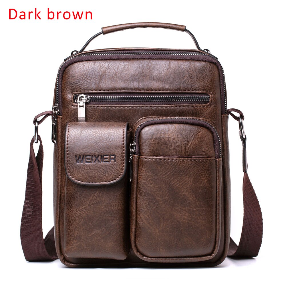 Männer Aktentasche Tasche Business Berühmte Leder Schulter Messenger Taschen Büro Handtasche 13,3 zoll Laptop: C deep brown