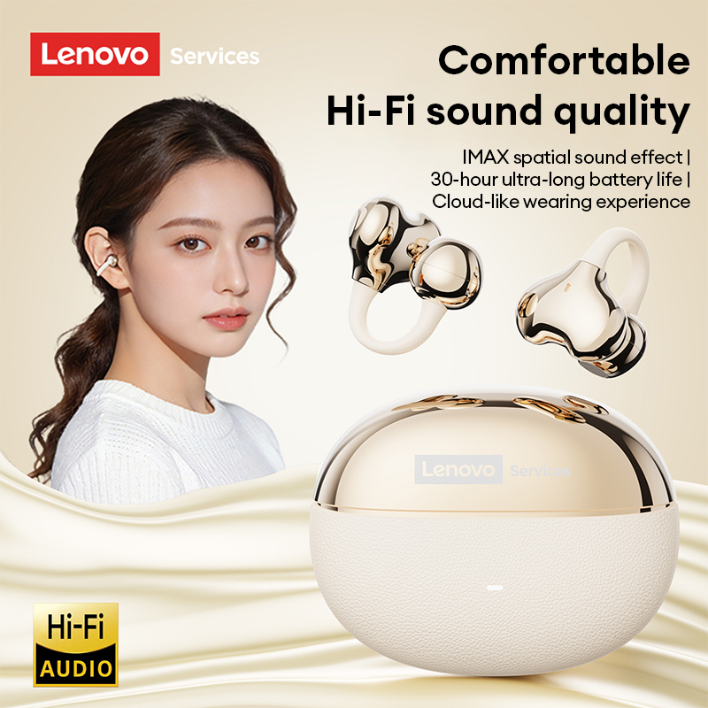 Lenovo  rs123 trådlösa hörlurar med öronklämma, bluetooth 6.0 komforthörlurar med klämma , 0.06s spelhörlurar med låg latens, 30h speltid