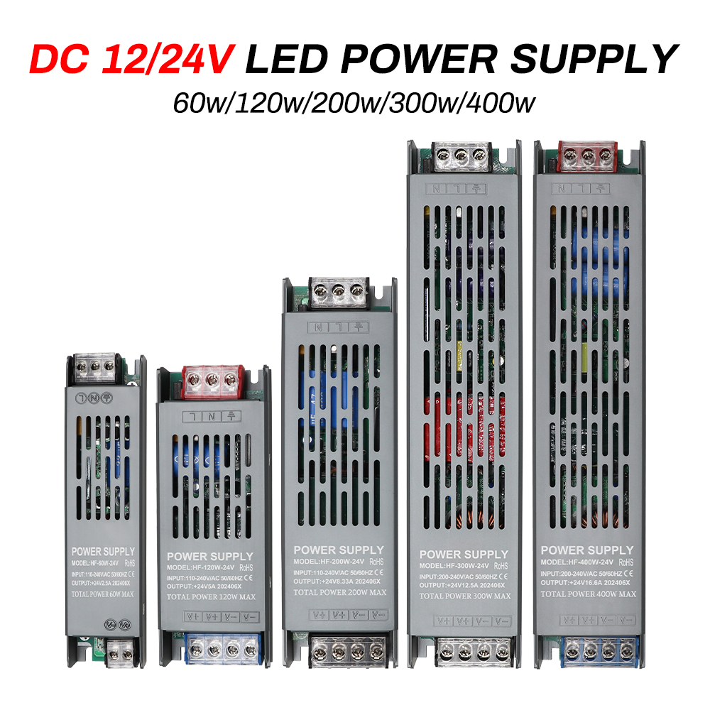 Ultratynd led-transformer strømforsyning  dc 12v 24v 60w 120w 200w 300w 400w ac110-240v led-driver strømforsyning til led-strimler belysning