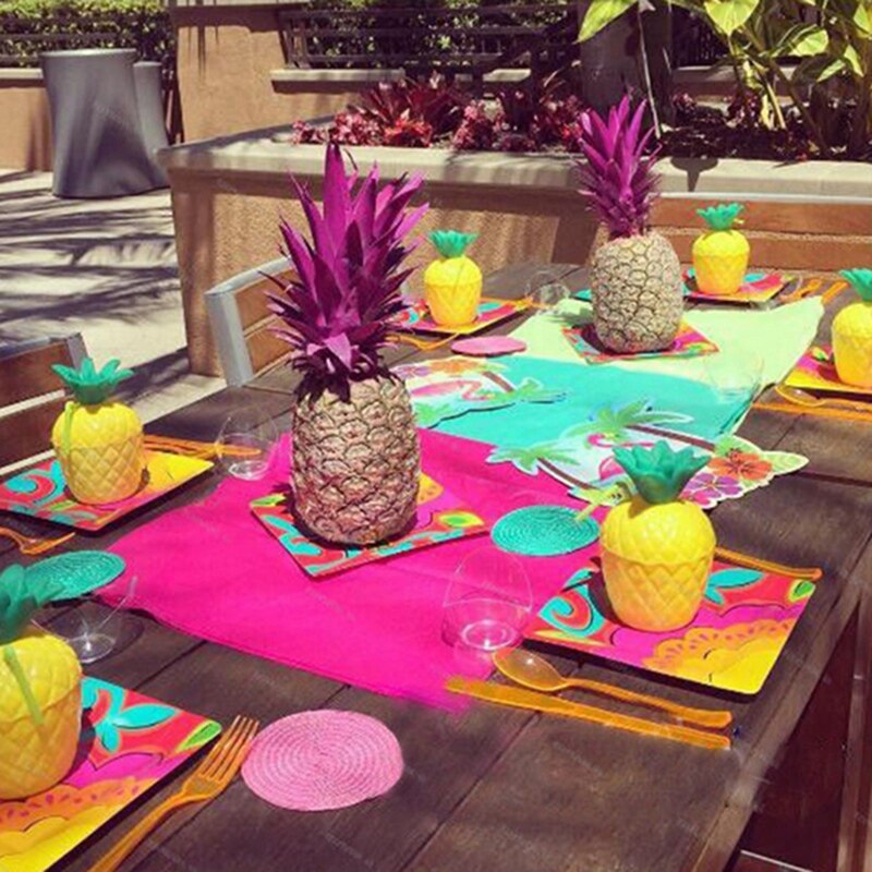 6 stk plastik ananas drikke kop tropisk kop strand hawaii festdekoration