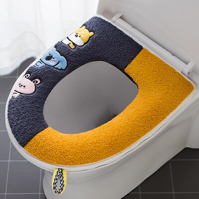 Cotton Linter Overcoat Toilet Case Bathroom Multi Color Toilet Mat Warm Toilet Seat Cover: A8