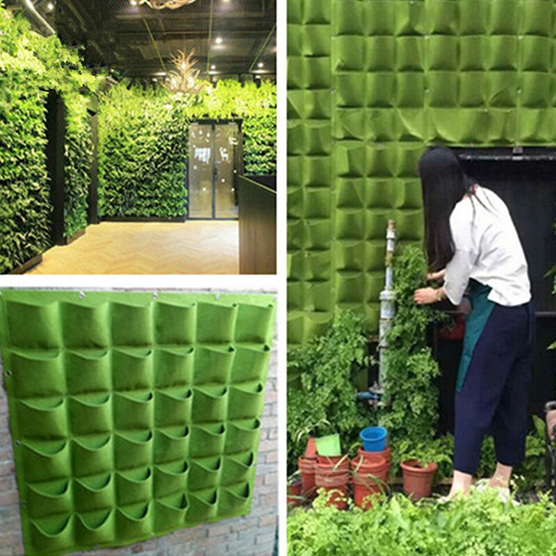 Colgante de pared de plantación bolsas 9/18 bolsillos verde bolsa de crecer jardín Vertical macetero vegetales vida jardín bolsa a casa suministros