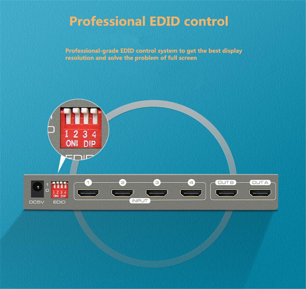 HDMI Matrix Switcher, 1.4 HDMI Matrix 4 in 2 out Matrix Switcher 4 in 2 out 4K2K Audio Separation supports ARC/EDID control