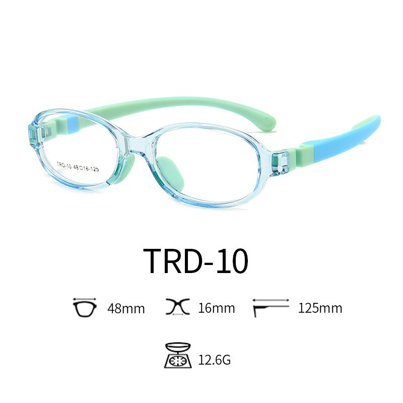 TR90 Silikon Gläser freundlicher flexibel Schutzhülle freundlicher Brille Dioptrien Brillen Gummi Art Spektakel Rahmen Junge Mädchen: C6 klar Blau Blau