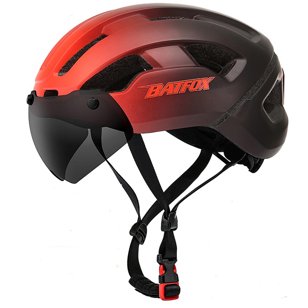 Batfox-casco de ciclismo con luz Led para hombre, protector de cabeza para bicicleta de montaña, con carga USB, moldeado integralmente, magnético, Google: 8276-Red