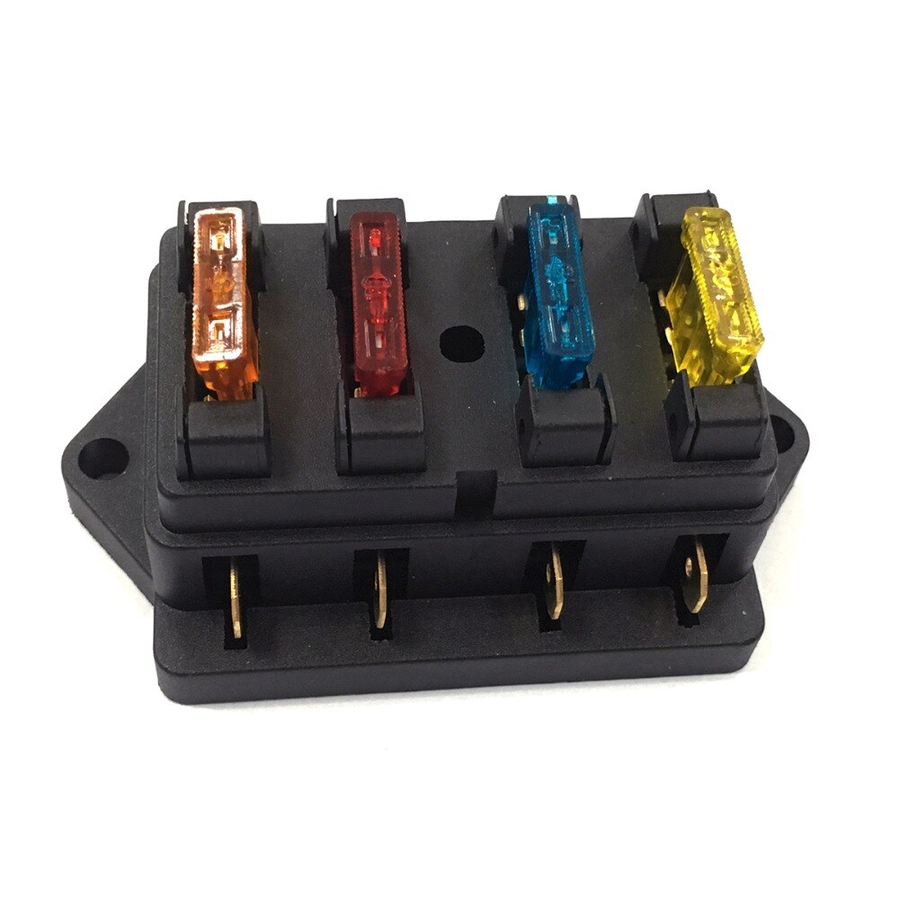 Fuse Holder Box 4 Way Car Vehicle Circuit Automotive Blade Fuse Box With 5A 10A 15A 20A Fuse For Auto Car Boat Marine Trike