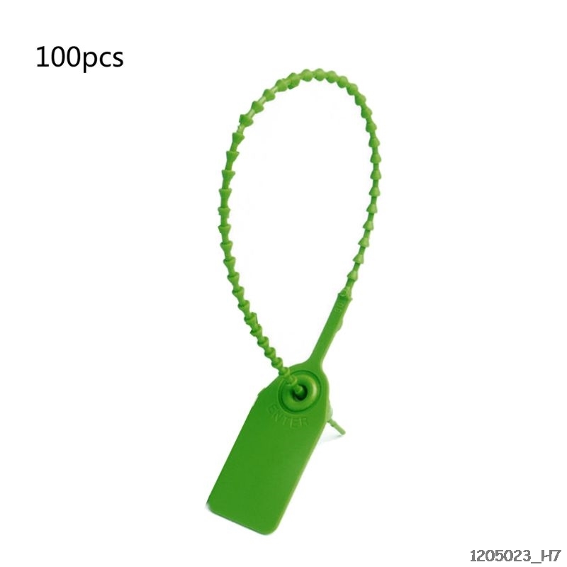 100 Stuks Wegwerp Plastic Pull-Tite Security Seals Bewegwijzering Genummerd Zelf Sloten: green
