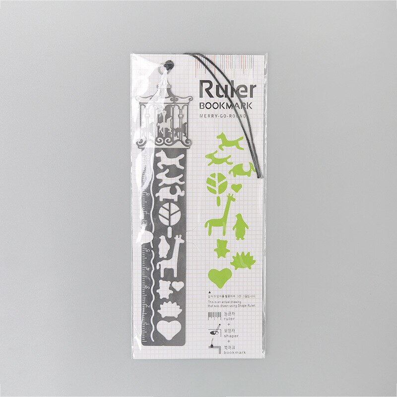 Multifunctional Straight Ruler 10cm Hollow Out Exquisite Metal Bookmark Scale Ruler Exquisite Drawing Icon Model Ruler: Carousel