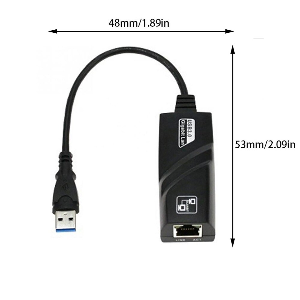 USB 3.0 Gigabit Wired Ethernet Card USB to RJ45 Ethernet LAN RJ45 (10/100/1000) Mbps Network Adapter Black