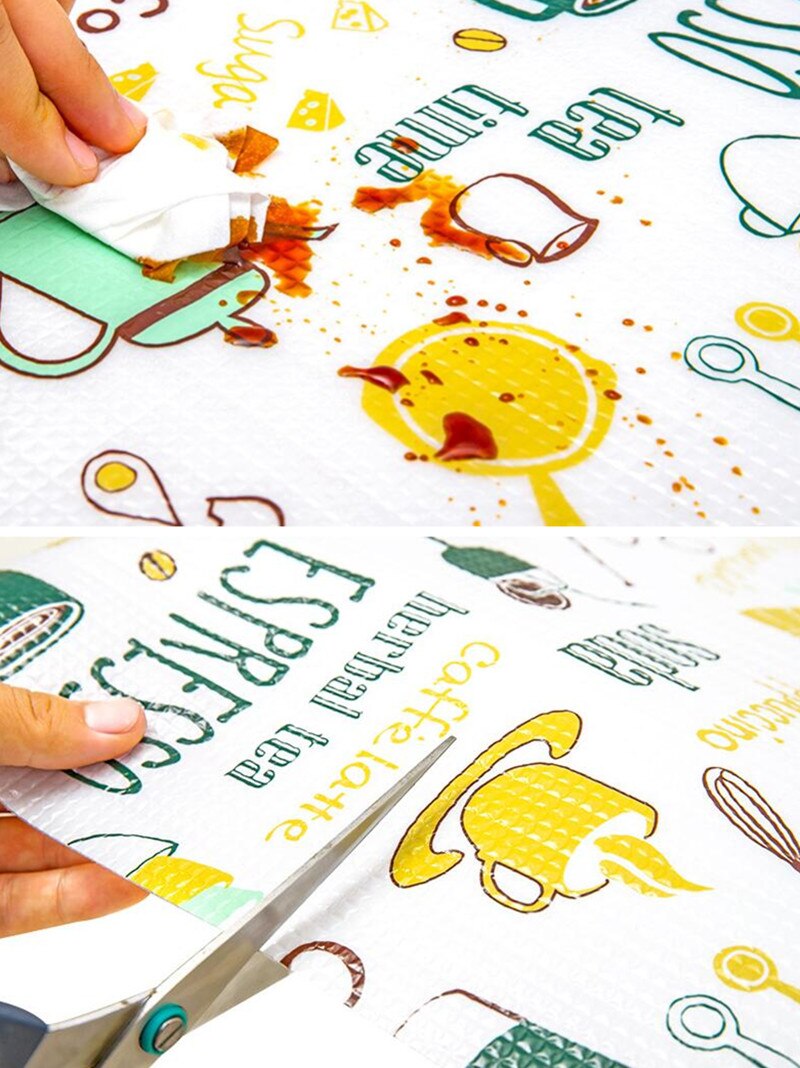 1 rulle kök klistermärke bord matta bokstav flamingo tryckta lådor skåp hylla liners bordstablett vattentät oljesäker skåp pad