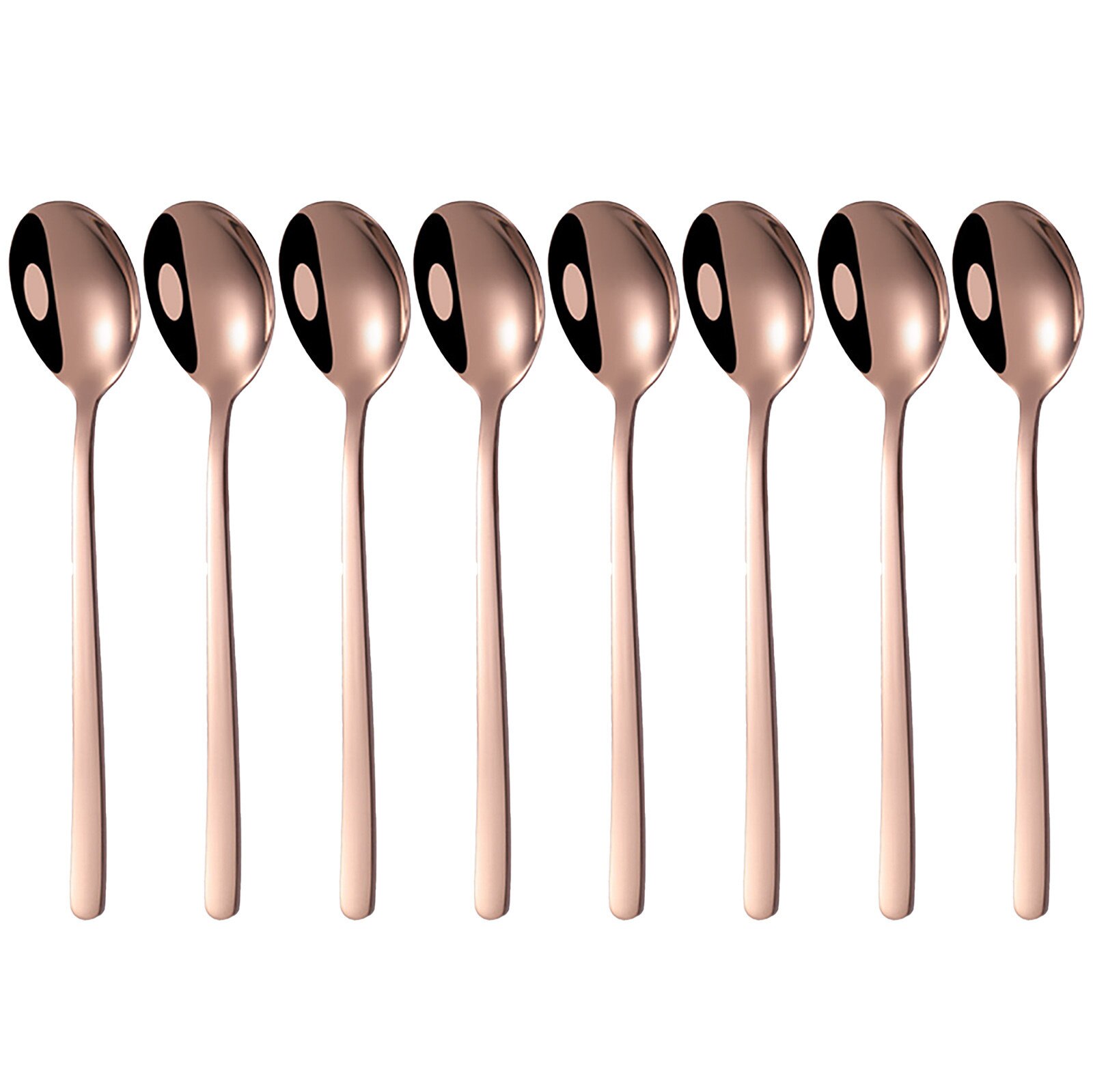 Stainless Steel Dinnerware Set Spoon Tea Spoon Dessert Coffee Ice Cream Spoons Kitchen Accessory Bar Tools Long Handle#YL10: Rose Gold