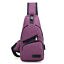 Los hombres de bolso con carga USB paquete pecho bandolera bolsos de hombro Reino Unido: Púrpura