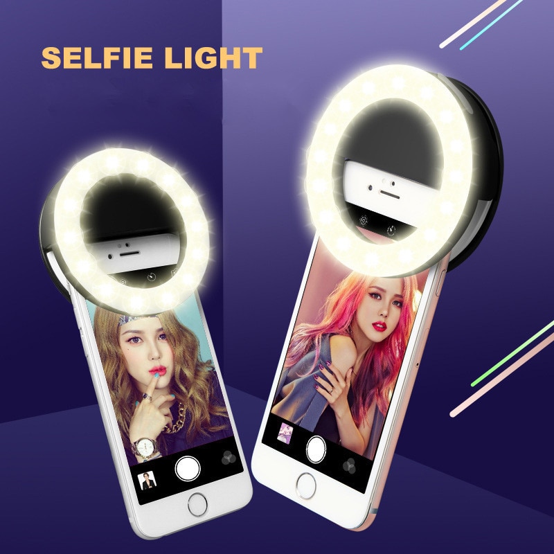 LED Selfie anneau caméra lumière Portable universel téléphone lentille pour iPhone X Nokia lampe ronde Flash caméra photographie amélioration